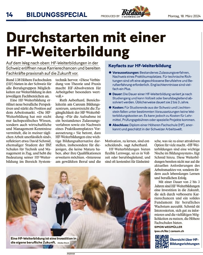 Durchstarten mit einer HF-Weiterbildung, Bildungsspecial 20 Minuten vom 18. M&auml;rz 2024